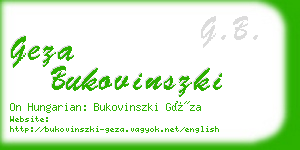 geza bukovinszki business card